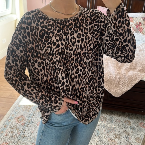 Westbound size 1x leopard print long sleeve shirt - Picture 3 of 9